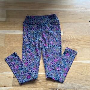 New kids lularoe leggings pink and purple pattern size 8